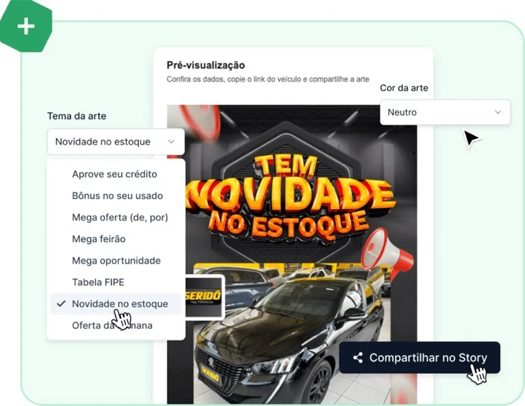 Gerador de artes do Credere com peças de veículos para redes sociais